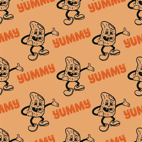 chicken nuggets cartoon character seamless pattern 25456561 Vector Art ...