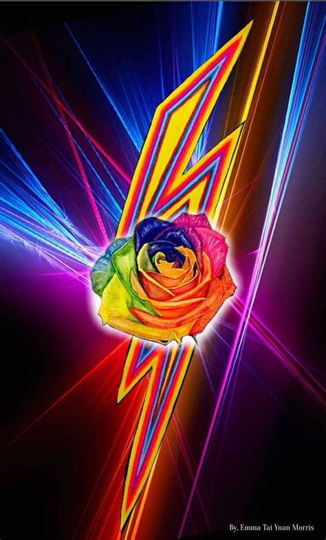 Rainbow rose with lightening bolt:) Hand drawn rose and lightening bolt ...