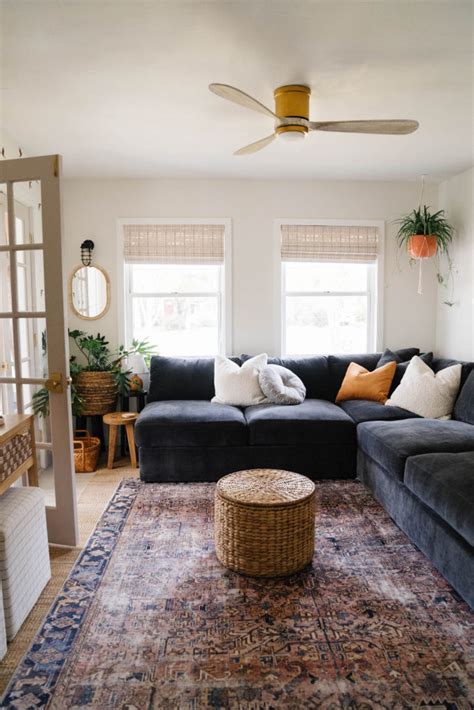 Small Cozy Living Room With Black Sofa Blushing Bungalow