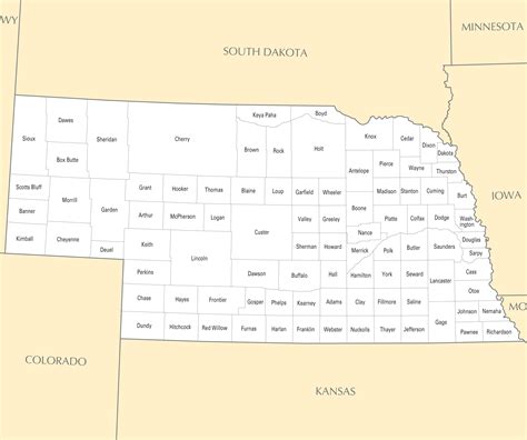 Nebraska County Map - MapSof.net