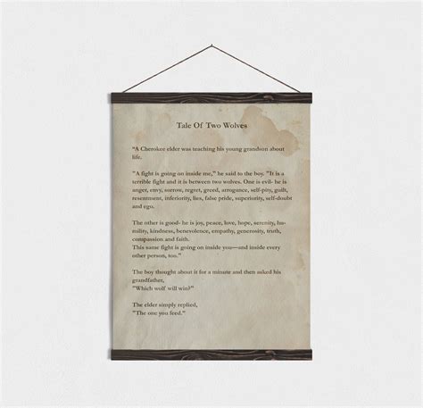 Tale of Two Wolves Inspirational Quote Wall Art With Magnetic - Etsy