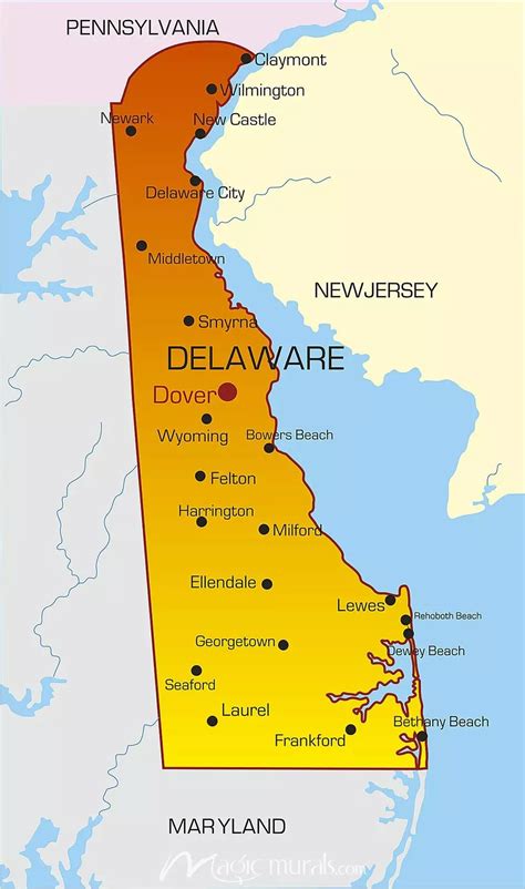 Delaware State Map Wallpaper Wall Mural by Magic Murals