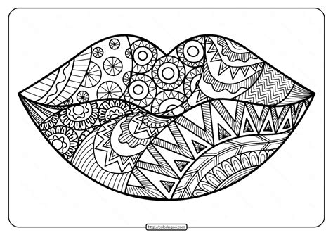 Zentangle Kiss Lips Doodle Art Emoji Coloring Pages Kindergarten | Images and Photos finder