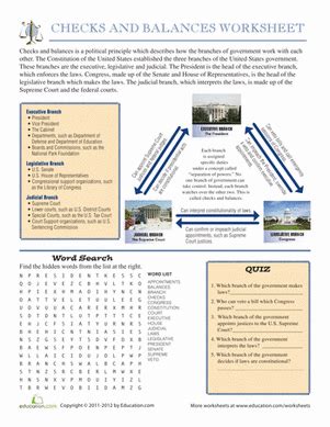 Checks And Balances Worksheet 8th Grade – Thekidsworksheet