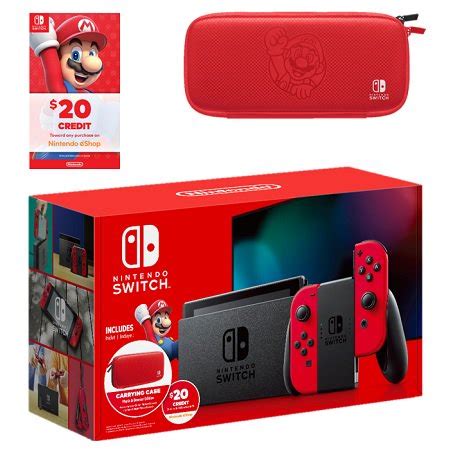 Nintendo Switch Bundle w/Mario Red Joy-Con + $20 Nintendo eShop Credit ...