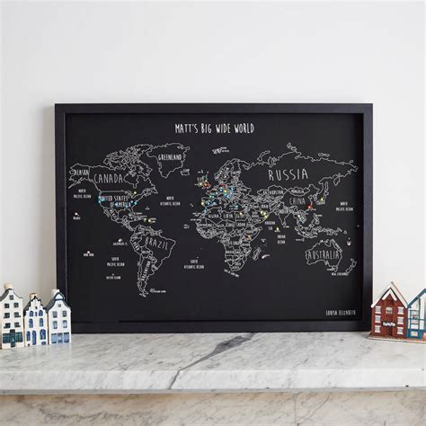 personalised world travel map with pins by louisa elizabeth | notonthehighstreet.com