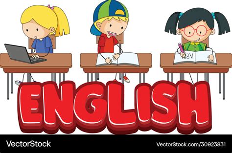 Font design for word english with students Vector Image