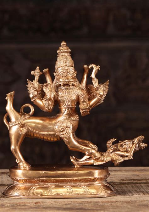 Sharabha Statue Pacifying Narasimha on Lotus Base Unique Polished South ...