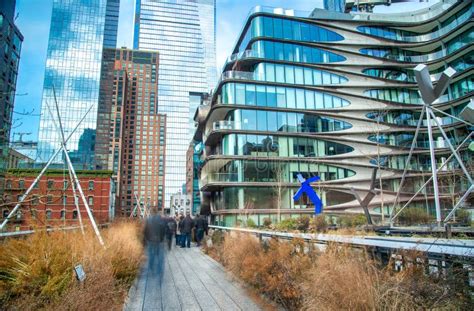 High Line in Winter, Manhattan. People Moving, Blurred View - Lo Editorial Stock Photo - Image ...