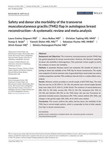 (PDF) Safety and donor site morbidity of the transverse ...