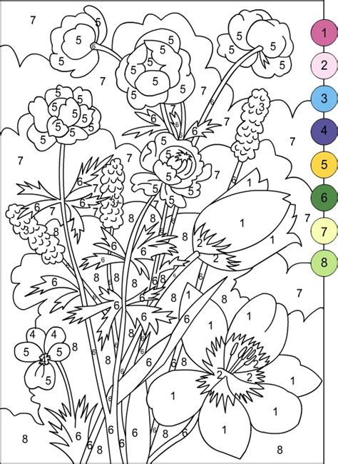 Nicole's Free Coloring Pages: COLOR BY NUMBERS * FLOWERS coloring page