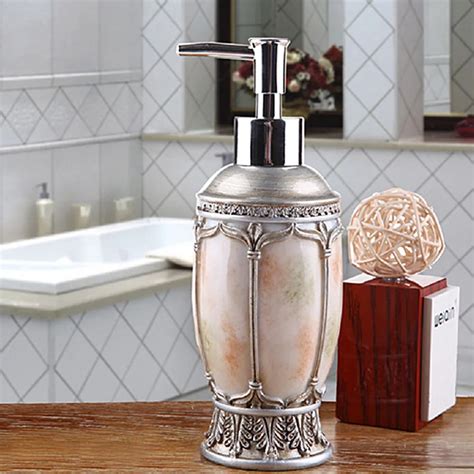 Vintage Style Marble Colored Resin Liquid Soap Dispenser 280ml Hand Lotion Dispenser Bathroom ...