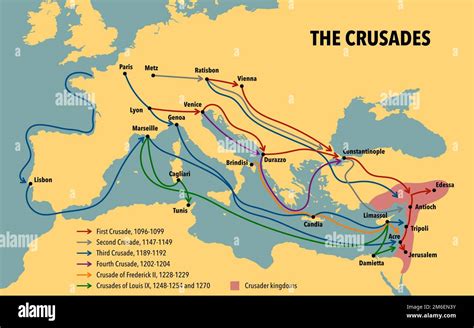 Map of the Crusades main routes and roads Stock Photo - Alamy