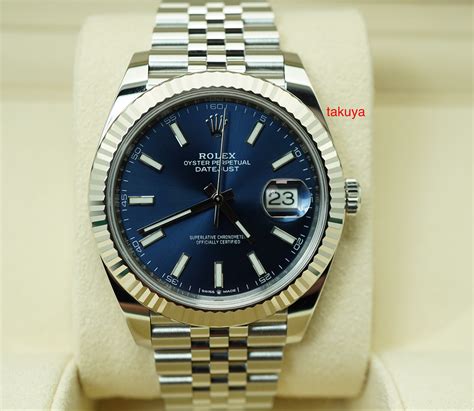 Rolex 126334 DATEJUST 41 FLUTED BEZEL BLUE STICK DIAL JUBILEE BAND 2019 ...