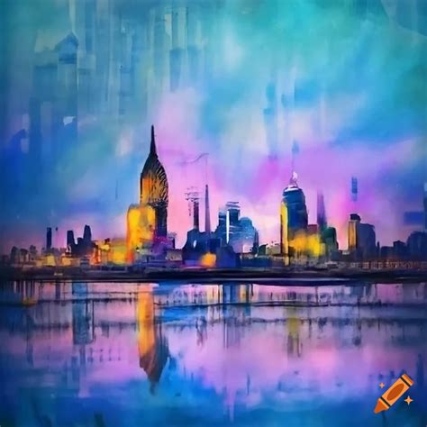 London skyline in watercolor on Craiyon