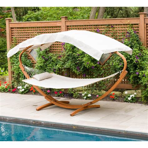 Leisure Season 6.5 ft. Wooden Art Deco Hammock Stand with Hammock and Canopy-HSWC115 - The Home ...