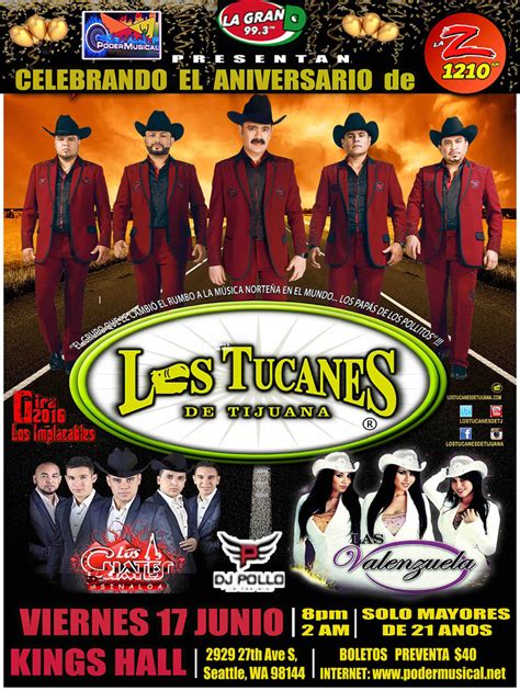 Los Tucanes de Tijuana - Seattle Concert Tickets - Los Tucanes de Tijuana Kings Hall Tickets ...