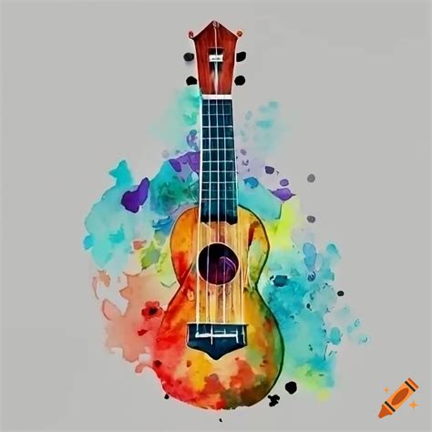 Watercolor painting of a ukulele