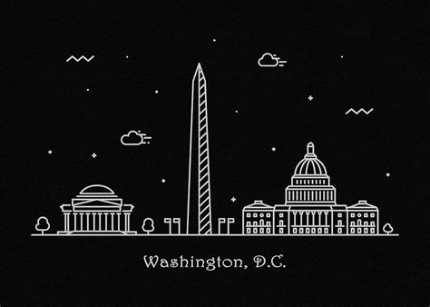 Washington D.C. Skyline Travel Poster Drawing by Inspirowl Design