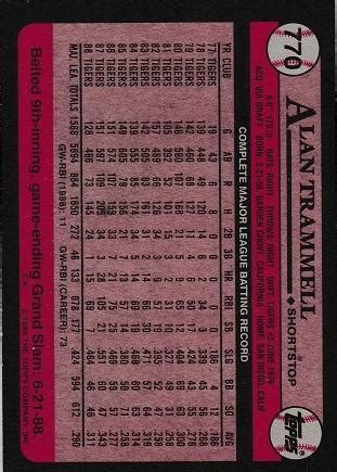 Alan Trammell #770 Prices | 1989 Topps | Baseball Cards