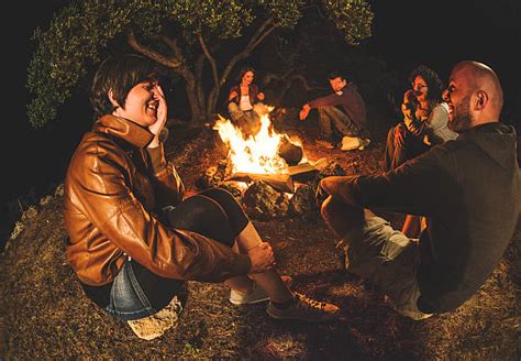 Campfire Storytelling Camping Night Stock Photos, Pictures & Royalty ...