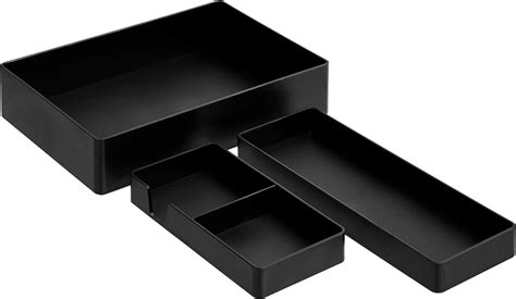 AmazonBasics Plastic Organizer Bundle- Accessory Tray/Half Accessory Tray/Small Tray, Black ...