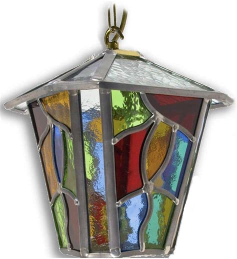 Chepstow Multi Coloured Leaded Glass Hanging Outdoor Porch Lantern