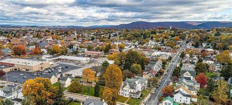 Franklin County, Pennsylvania, Waynesboro, Pennsylvania aerial view ...