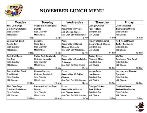 School Lunch Menu | Template Business