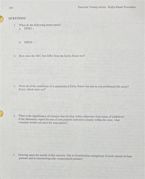 Solved ANTIBIOTIC SENSITIVITY TESTING: THE KIRBY-BAUER | Chegg.com