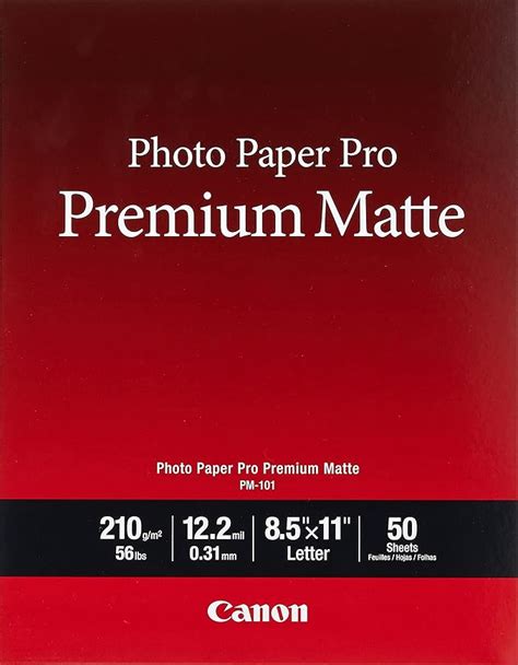 Amazon.com : Canon PM-101 Photo Paper Pro Premium Matte (8.5 x 11", 50 Sheets) : Photo Quality ...