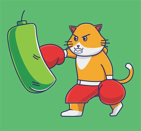 cute cat punching bag. cartoon animal sports concept Isolated ...