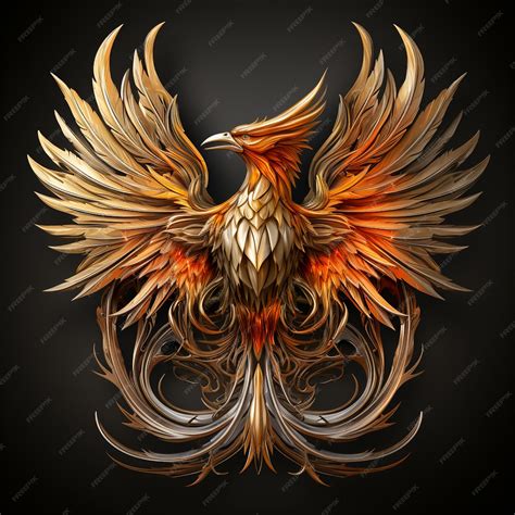 Premium AI Image | Heraldic Golden phoenix head on black background coat of arms stylized logo ...