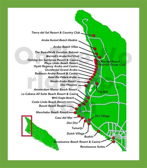 Aruba hotel map - Ontheworldmap.com