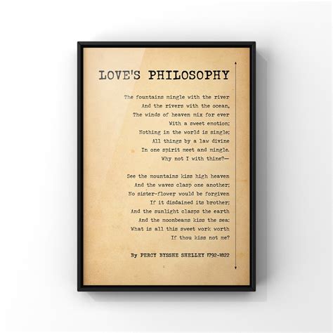 Love's Philosophy Poem by Percy Shelley Poster Print Minimalist Style Poetry Vintage Wedding ...