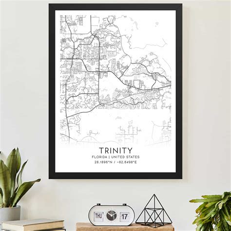 Trinity Florida Map Poster, Modern Home Decor Wall Art Print - Custom ...