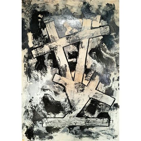 Large Brutalist Abstract Painting on Wood, Signed, France 1990s For Sale at 1stDibs