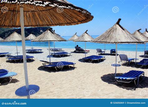 The Beach in Vlora, Albania Stock Image - Image of relax, umbrella ...