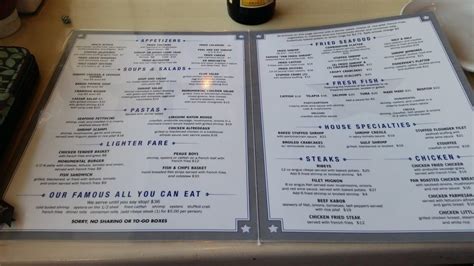 Menu at Monument Inn restaurant, La Porte, Independence Pkwy