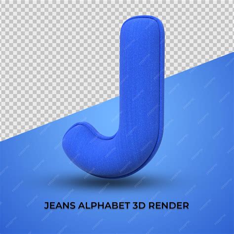Premium PSD | 3d render alphabet j font blue jeans