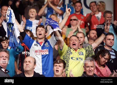 Blackburn Rovers fans in the stands Stock Photo - Alamy