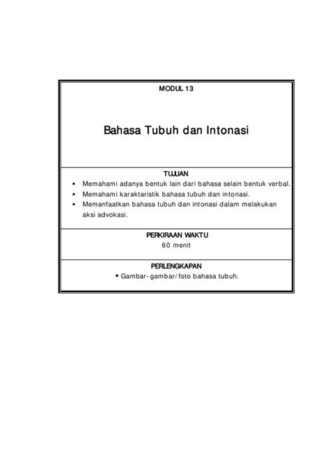 (PDF) Modul 13 Bahasa Tubuh dan Intonasi