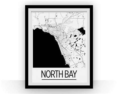 North Bay Ontario Map Poster - Ontario Map Print - Art Deco Series ...