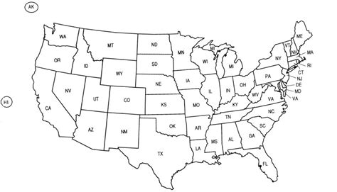 United States Abbreviation Map And Travel Information | Download - Printable State Abbreviations ...