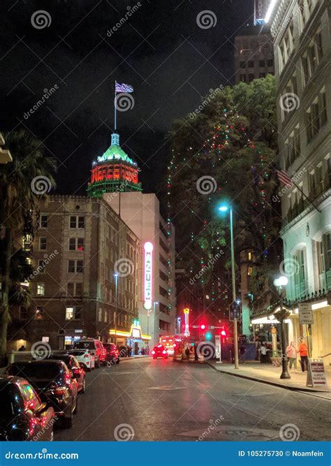 Downtown San Antonio Texas at Night Editorial Image - Image of america ...