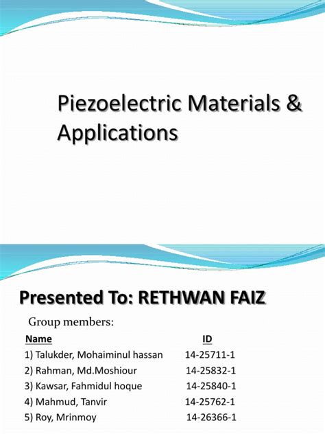 Piezoelectric Materials & Applications | PDF | Piezoelectricity | Applied And Interdisciplinary ...