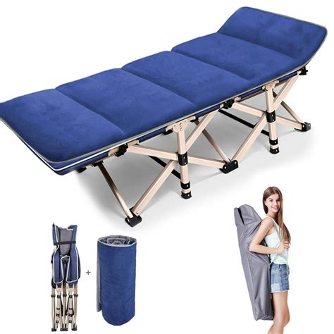 72.8" Outdoor Portable Folding Bed Cot Military Hiking Camping Sleeping Bed & Mattress for ...