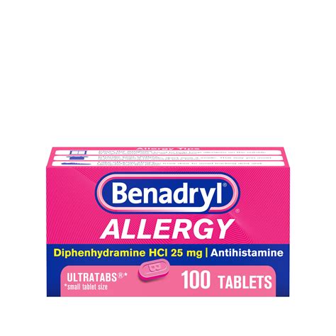 Benadryl Ultratabs Antihistamine Cold & Allergy Relief Tablets, 100 ct ...