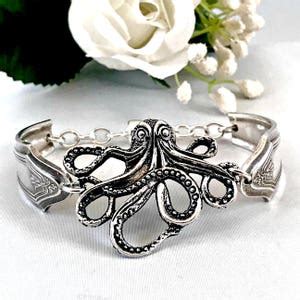 Octopus Bracelet, Octopus Jewelry, Vintage Silverware Jewelry, Animal Jewelry, Inspirational ...