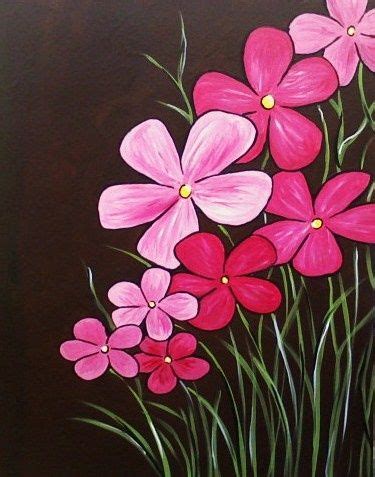 Image result for easy pictures to paint | Easy flower painting, Flower painting, Pink flower ...